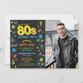 Invitation 1980's Birthday Party 80's photo (Devant)