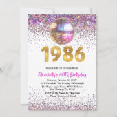 Invitation 1986 Trendy Glitter Disco 40th Birthday (Devant)