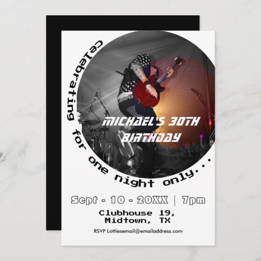 Invitation 1990s Musique 30e fête d'anniversaire (Devant / Derrière)