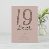 Invitation 19e 19 Anniversaire Rose rose Blush Parties scinti (Debout devant)