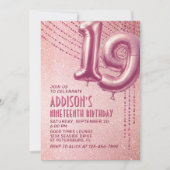 Invitation 19e anniversaire Ado fille Rose or (Devant)