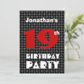 Invitation 19e anniversaire Ado moderne Motif noir et blanc (Debout devant)