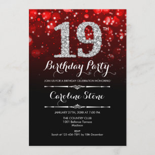 Invitation 19e anniversaire - Argent Noir Rouge