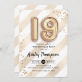 Invitation 19e anniversaire - Ballons d'or Stripes (Devant / Derrière)
