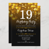 Invitation 19e anniversaire - Black White Gold (Devant / Derrière)