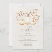 Invitation 19e anniversaire Blanc Citrouille automne Feuilles (Devant)