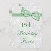 Invitation 19e anniversaire Damask et Faux Bow (Devant / Derrière)