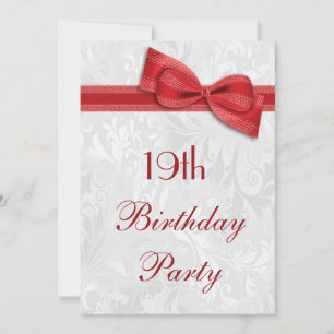 Invitation 19e anniversaire Damask et Faux Bow