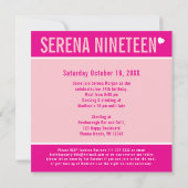 Invitation 19e anniversaire fête fête fête fête fête photo ro (Dos)