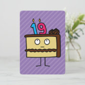 Invitation 19e anniversaire gâteau aux bougies (Debout devant)