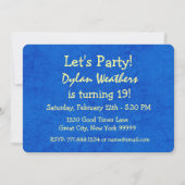 Invitation 19e anniversaire Moderne pour lui Bleu et Or W13B (Dos)