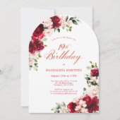 Invitation 19e anniversaire Rose rose rose rose rosée arche f (Devant)