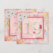 Invitation 19e anniversaire style scrapbooking (Devant / Derrière)