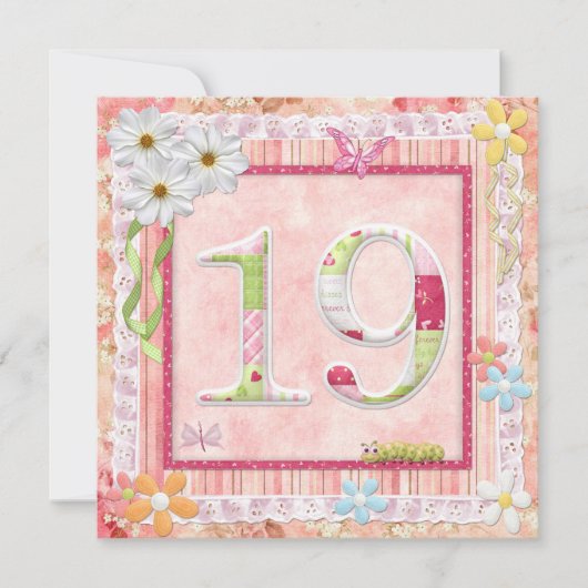Invitation 19e anniversaire style scrapbooking (Devant)