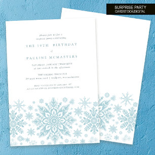 Invitation 19e anniversaire Surprise Party Blue Snowflake