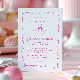 Invitation 19e anniversaire Surprise Party Whimsical Doodle