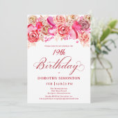 Invitation 19e anniversaire Valentine Rose Rose Coeur Tourbil (Debout devant)