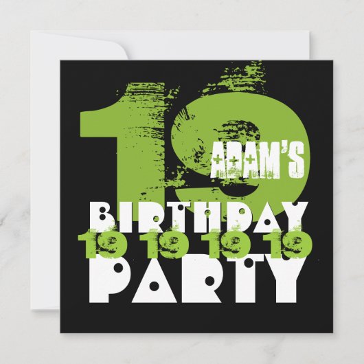 Invitation 19e Birthday Party 19 Year Old Grunge Z19A (Devant)