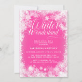 Invitation 19e fête d'anniversaire Winter Wonderland Rose (Devant)