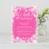 Invitation 19e fête d'anniversaire Winter Wonderland Rose (Debout devant)