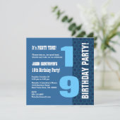 Invitation 19ème Le bleu marine moderne d'anniversaire DE (Debout devant)