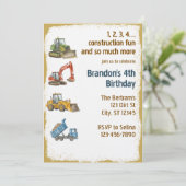 Invitation 1,2,3,4 Construction Fun, 4th Birthday (Debout devant)