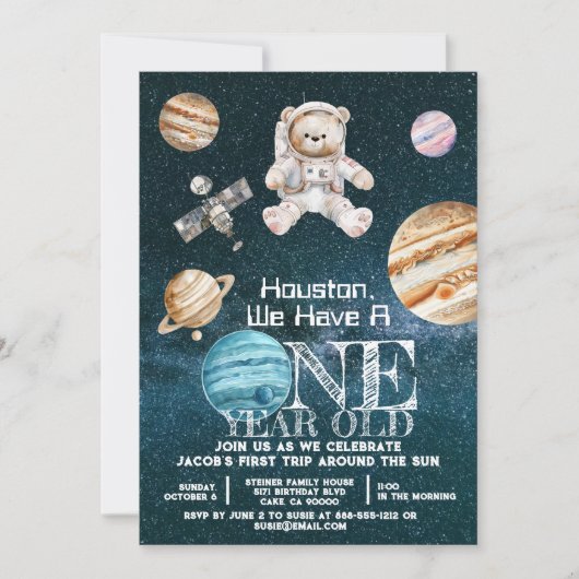 Invitation 1 an Anniversaire de l'astronaute spatiale (Devant)