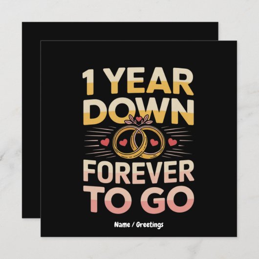 Invitation 1 an de retard pour toujours aller 1er anniversair (Devant / Derrière)