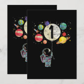 Invitation 1 Anniversaire Garçon Astronaut 1er Anniversaire (Devant / Derrière)