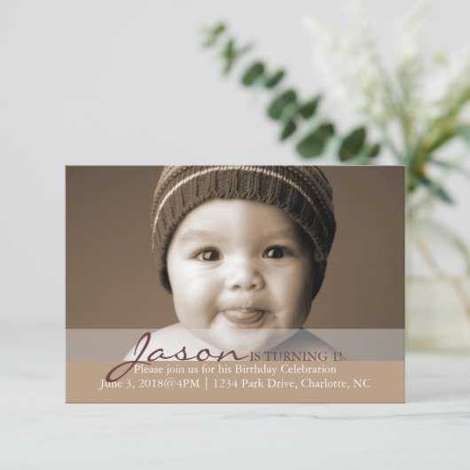 Invitation | 1 de rotation de fête d'anniversaire (Debout devant)