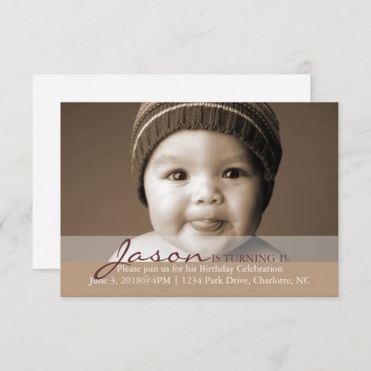 Invitation | 1 de rotation de fête d'anniversaire (Devant / Derrière)