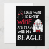 Invitation 1 Drink Wine And Play With My Beagle (Devant / Derrière)