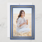 Invitation 1 Photo Brossé Royal Blue et Gold Graduation (Dos)
