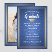 1 Photo Brossé Royal Blue et Gold Graduation