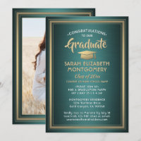 1 Photo Elegant Green Gold et White Graduation