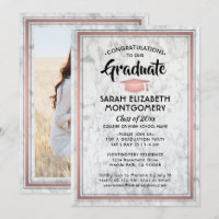1 Photo Elégant Marbre & Rose Gold Graduation