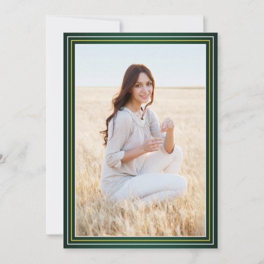 Invitation 1 Photo Elegant Vert Or Jaune Blanc Graduation (Dos)