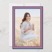 Invitation 1 Photo Félicitations élégantes Rouge Blanc Bleu G (Dos)