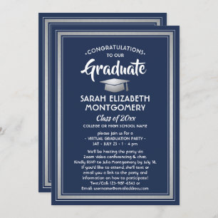 Invitation 1 Photo Graduation virtuelle Marine Bleu Blanc Arg