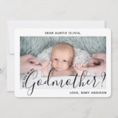 Invitation 1 Photo Parrainage Marraine Moderne Élégant Script (Devant)