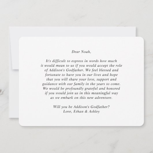 Invitation 1 Photo Proposition de parrain Écriture moderne él (Dos)