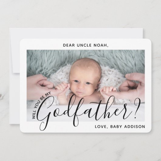 Invitation 1 Photo Proposition de parrain Écriture moderne él (Devant)