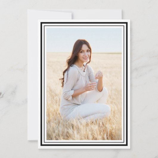 Invitation 1 Photo Simple Elegant noir et blanc Graduation (Dos)