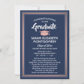 Invitation 1 Photo Virtual Graduation Party Marine bleu et ro (Devant)