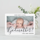 Invitation 1 Proposition de Marraine Photo Moderne Écriture É (Debout devant)