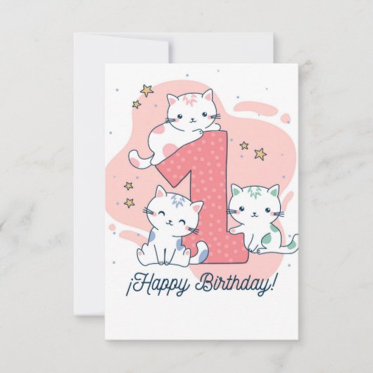 Invitation 1 Year Old - Happy Birthday (Devant)