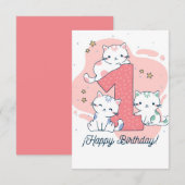 Invitation 1 Year Old - Happy Birthday (Devant / Derrière)