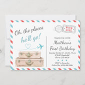 Invitation 1er 2e 3e avion de voyage Anniversaire (Devant)