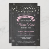 Invitation 1er anniversaire 1 Wonderland Onederland Invitatio (Devant / Derrière)