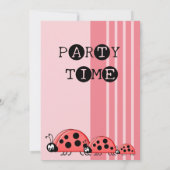 Invitation 1er anniversaire ajouter photo ladybugs rouge rose (Dos)